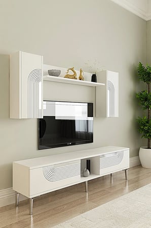 TVR1502BS MEYRA TV Ünitesi Takımı BEYAZ-SILVER 150CM
