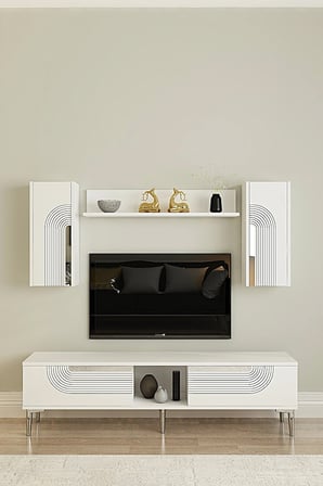 TVR1502BS MEYRA TV Ünitesi Takımı BEYAZ-SILVER 150CM