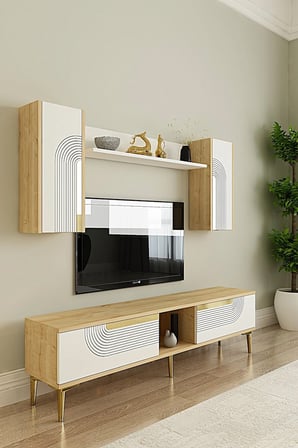 TVR1502DBG MEYRA TV Ünitesi Takımı SAFİRMEŞE-BEYAZ-GOLD 150CM