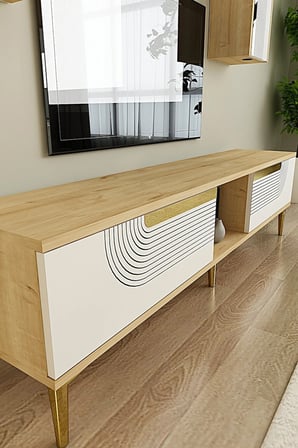 TVR1502DBG MEYRA TV Ünitesi Takımı SAFİRMEŞE-BEYAZ-GOLD 150CM