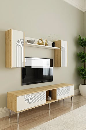TVR1502DBS MEYRA TV Ünitesi Takımı SAFİRMEŞE-BEYAZ-SILVER 150CM
