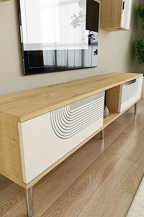 TVR1502DBS MEYRA TV Ünitesi Takımı SAFİRMEŞE-BEYAZ-SILVER 150CM