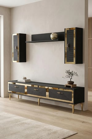 TVR1801AG TUNA TV Ünitesi Takımı ANTRASİT-GOLD 180CM