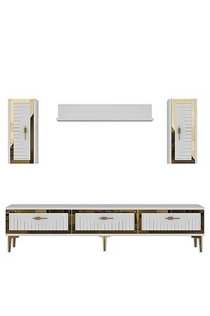 TVR1801BG TUNA TV Ünitesi Takımı BEYAZ-GOLD 180CM