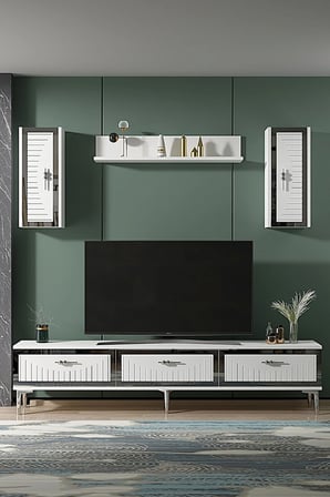 TVR1801BS TUNA TV Ünitesi Takımı BEYAZ-SILVER 180CM