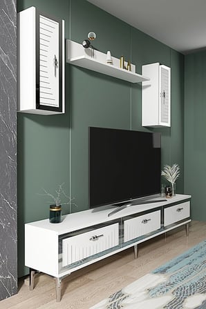 TVR1801BS TUNA TV Ünitesi Takımı BEYAZ-SILVER 180CM