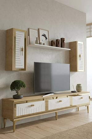 TVR1801DBG TUNA TV Ünitesi Takımı SAFİRMEŞE-BEYAZ-GOLD 180CM