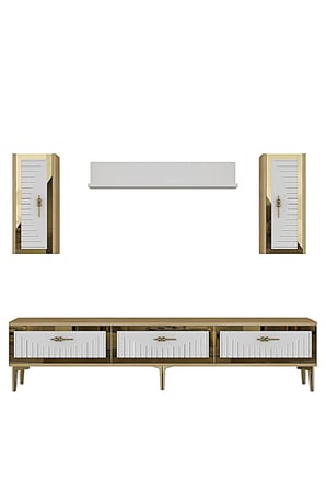 TVR1801DBG TUNA TV Ünitesi Takımı SAFİRMEŞE-BEYAZ-GOLD 180CM