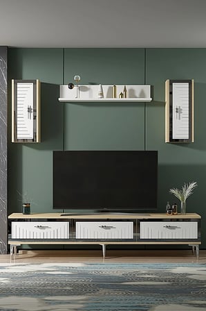 TVR1801DBS TUNA TV Ünitesi Takımı SAFİRMEŞE-BEYAZ-SILVER 180CM