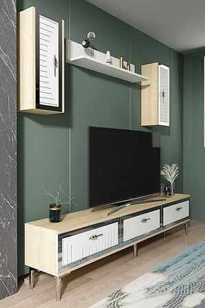 TVR1801DBS TUNA TV Ünitesi Takımı SAFİRMEŞE-BEYAZ-SILVER 180CM