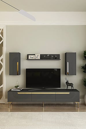 TVR1803AG MEYRA TV Ünitesi Takımı ANTRASİT-GOLD 180CM
