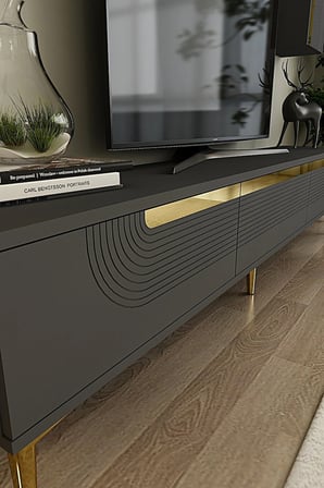 TVR1803AG MEYRA TV Ünitesi Takımı ANTRASİT-GOLD 180CM