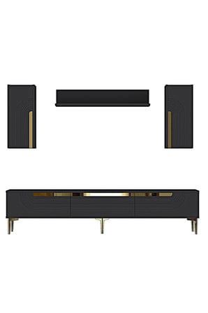 TVR1803AG MEYRA TV Ünitesi Takımı ANTRASİT-GOLD 180CM