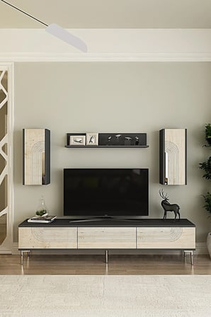TVR1803ATS MEYRA TV Ünitesi Takımı ANTRASİT-TRAVERTEN-SILVER 180CM