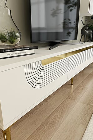 TVR1803BG MEYRA TV Ünitesi Takımı BEYAZ-GOLD 180CM