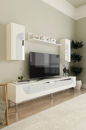 TVR1803BS MEYRA TV Ünitesi Takımı BEYAZ-SILVER 180CM