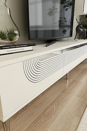 TVR1803BS MEYRA TV Ünitesi Takımı BEYAZ-SILVER 180CM