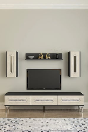 TVR1804ATS RANY TV Ünitesi Takımı ANTRASİT-TRAVERTEN-SILVER 180CM