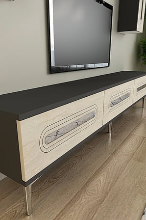 TVR1804ATS RANY TV Ünitesi Takımı ANTRASİT-TRAVERTEN-SILVER 180CM