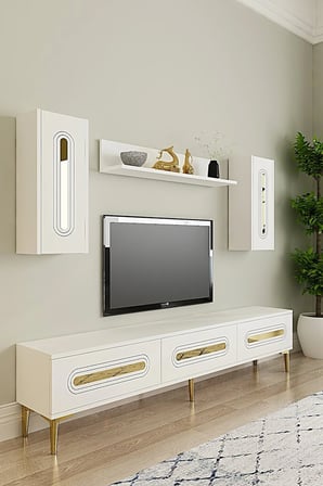 TVR1804BG RANY TV Ünitesi Takımı BEYAZ-GOLD 180CM
