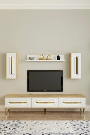 TVR1804DBG RANY TV Ünitesi Takımı SAFİRMEŞE-BEYAZ-GOLD 180CM