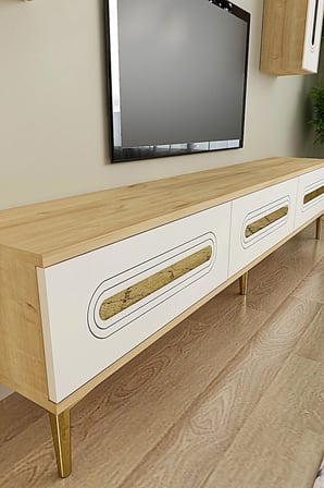 TVR1804DBG RANY TV Ünitesi Takımı SAFİRMEŞE-BEYAZ-GOLD 180CM
