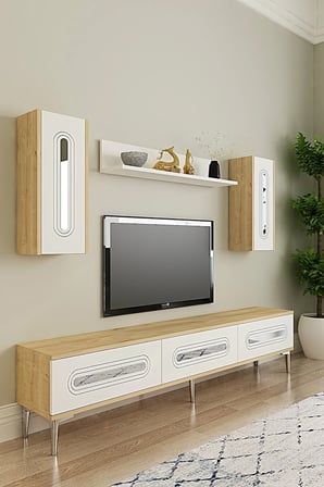 TVR1804DBS RANY TV Ünitesi Takımı SAFİRMEŞE-BEYAZ-SILVER 180CM
