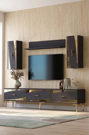 TVR1813AG ELİPS TV Ünitesi Takımı ANTRASİT-GOLD 180CM