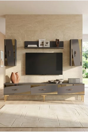TVR1813AG ELİPS TV Ünitesi Takımı ANTRASİT-GOLD 180CM