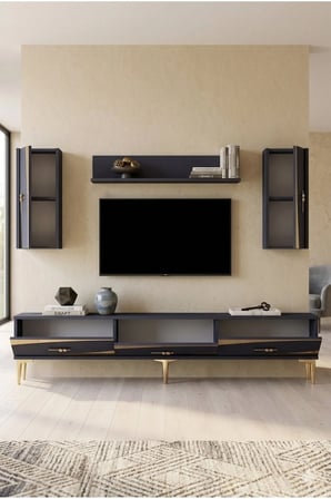 TVR1813AG ELİPS TV Ünitesi Takımı ANTRASİT-GOLD 180CM