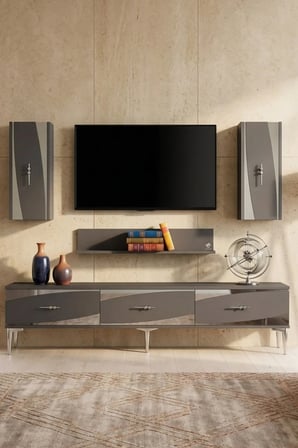 TVR1813AS ELİPS TV Ünitesi Takımı ANTRASİT-SILVER 180CM