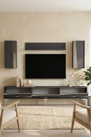 TVR1813AS ELİPS TV Ünitesi Takımı ANTRASİT-SILVER 180CM