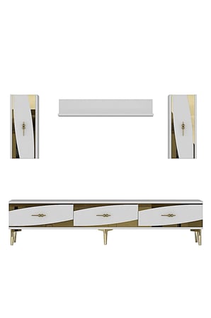 TVR1813BG ELİPS TV Ünitesi Takımı BEYAZ-GOLD 180CM