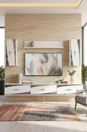 TVR1813BS ELİPS TV Ünitesi Takımı BEYAZ-SILVER 180CM