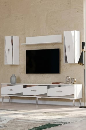 TVR1813BS ELİPS TV Ünitesi Takımı BEYAZ-SILVER 180CM