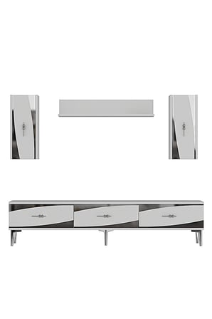 TVR1813BS ELİPS TV Ünitesi Takımı BEYAZ-SILVER 180CM