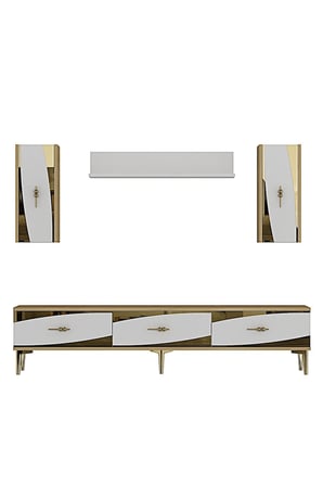 TVR1813DBG ELİPS TV Ünitesi Takımı SAFİRMEŞE-BEYAZ-GOLD 180CM