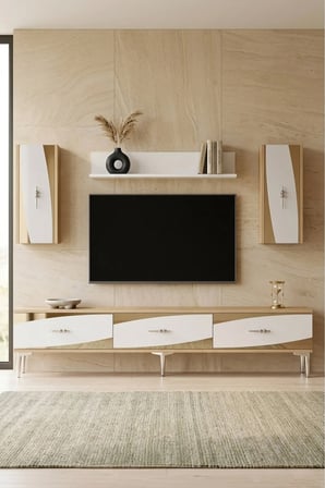 TVR1813DBS ELİPS TV Ünitesi Takımı SAFİRMEŞE-BEYAZ-SILVER 180CM