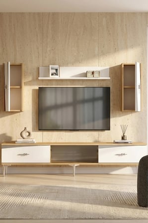TVR1813DBS ELİPS TV Ünitesi Takımı SAFİRMEŞE-BEYAZ-SILVER 180CM