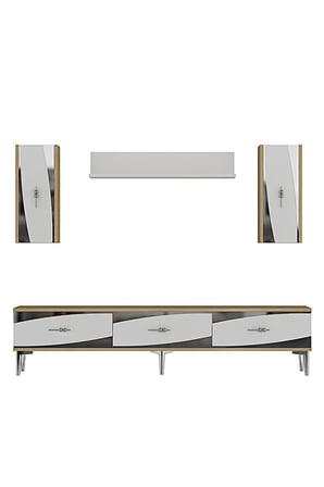 TVR1813DBS ELİPS TV Ünitesi Takımı SAFİRMEŞE-BEYAZ-SILVER 180CM