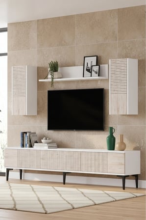 TVR1819BT CORSA TV Ünitesi Takımı BEYAZ-TRAVERTEN 180CM