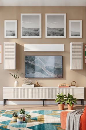 TVR1819BT CORSA TV Ünitesi Takımı BEYAZ-TRAVERTEN 180CM