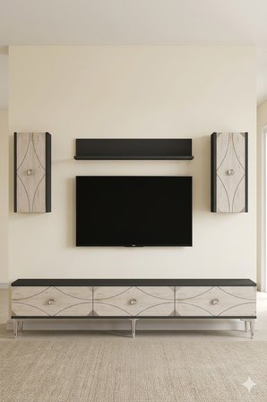 TVR1897ATS ALFA Tv Ünitesi Takımı Antrasit-Beyaz-Silver 180cm