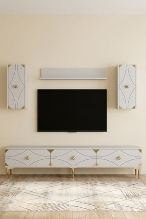 TVR1897BG ALFA Tv Ünitesi Takımı Beyaz-Gold 180cm