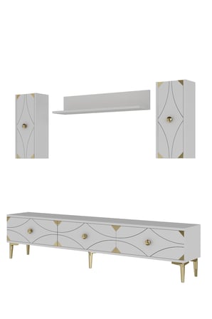 TVR1897BG ALFA Tv Ünitesi Takımı Beyaz-Gold 180cm