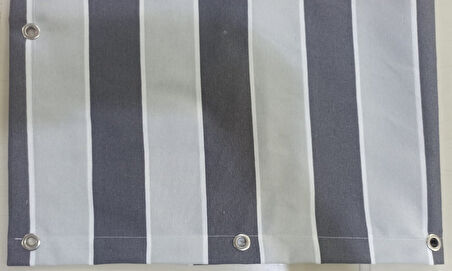 CEYLAN Home Balkon Perdesi Kuş Gözü Ölçü Seçenekli Gri-Gri Çizgili