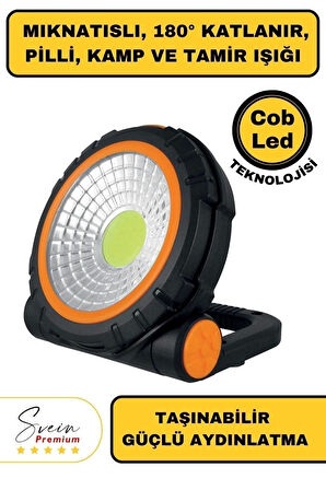 Taşınabilir Cep Boy Pilli Mıknatıslı Katlanır Ayaklı Kamp Bahçe Ev Için Mini Cob Projektör Led Işık