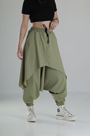 Oversize Şalvarlı Haki Jogger Pantolon
