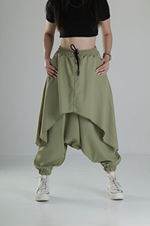 Oversize Şalvarlı Haki Jogger Pantolon