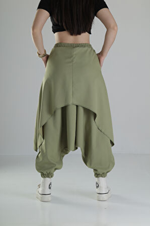 Oversize Şalvarlı Haki Jogger Pantolon